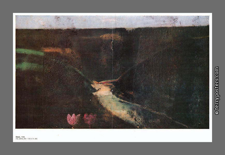 Údolí: olej na plátně: 80 x 135 cm; 1968