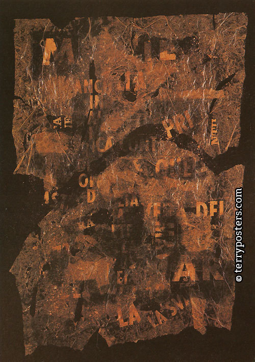 Struktura s písmeny: kombinovaná technika, plátno: 75 x 45 cm; 1964