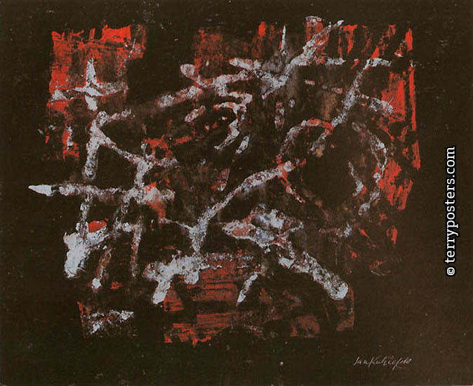 Litý lak: litý lak, sololit: 24,8 x 31,5 cm; 1960