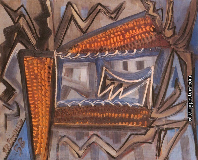 Zátiší s kukuřicí: olej, plátno: 53 x 65,5 cm; 1958