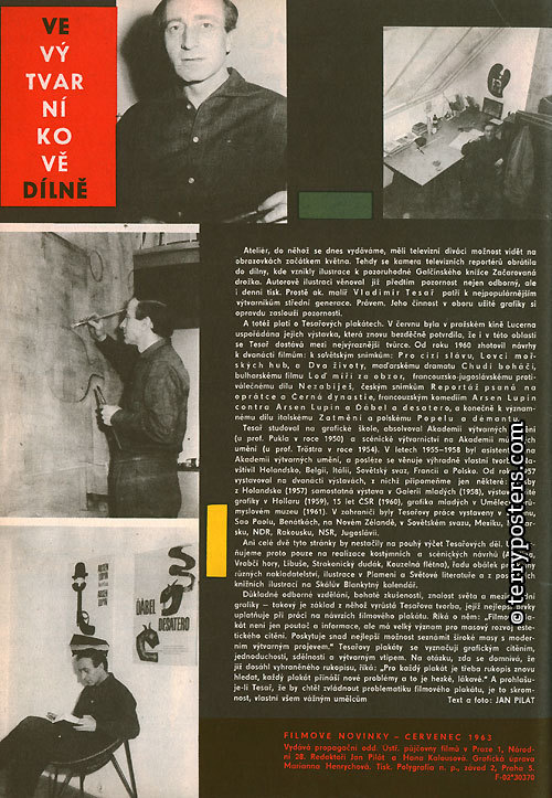 Ve výtvarníkově dílně (foto a text: Jan Pilát); Filmové novinky 7 /1963