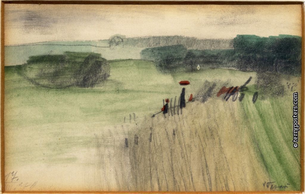 Krajina v zeleném: 19 x 25 cm, 1974