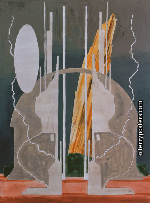 Bouře, 2008 / tempera, kvaš, dřevo, 121 x 90 cm /