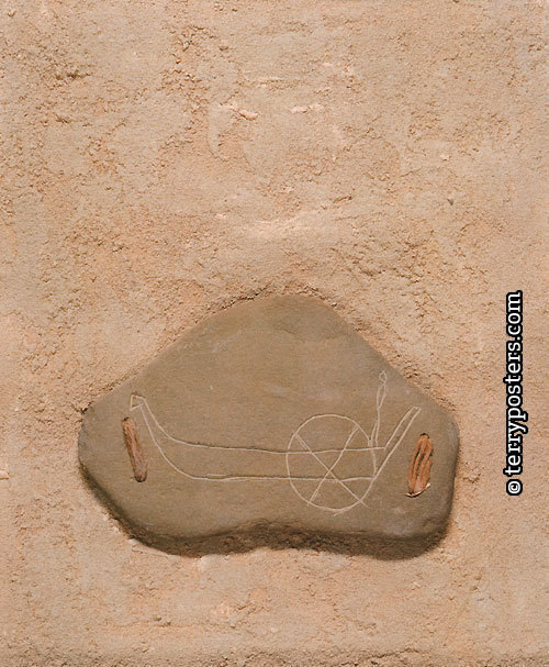 Sluneční bárka, 2000 / rytina na kameni, 34 x 29,5 cm /