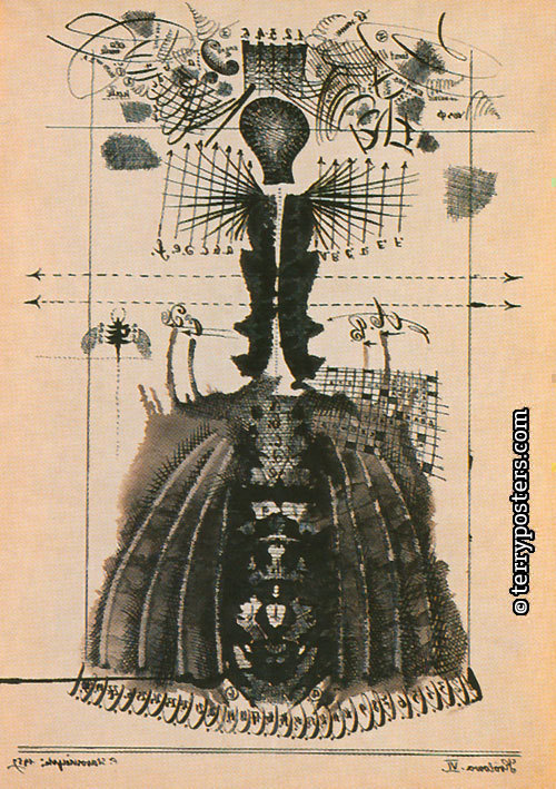 Królowa IV, kresba na papíře, 20 x 30 cm, 1959