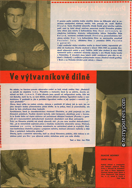 Ve výtvarníkově dílně (Text a foko: Jan Pilát) Filmové noviky 2 /1962