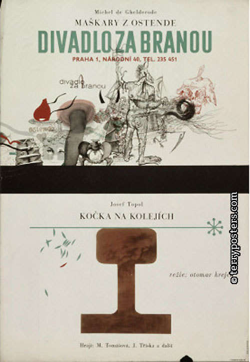 Maškary z Ostende, Kočka na kolejích - Divadlo za Branou; divadelní plakát; 1965