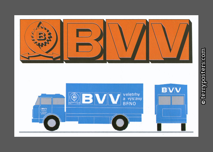 Plastika logotypu, označení aut BVV (Brněnské veletrhy a výstavy); 1973-1978