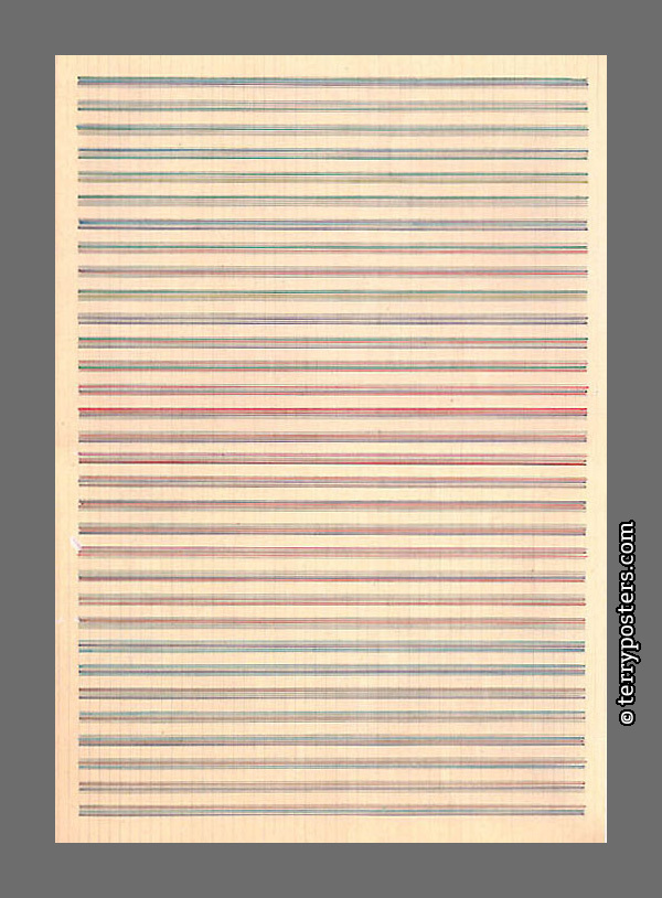 Barevná partitura: barevné propisky, notový papír; 40 x 28 cm; 1972