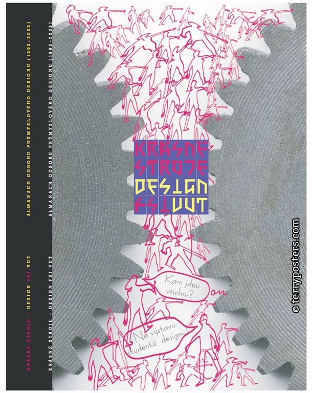 Krásné stroje, obálka almanachu k 10. výročí výuky designu na FSI VUT Brno, ofset, 2003