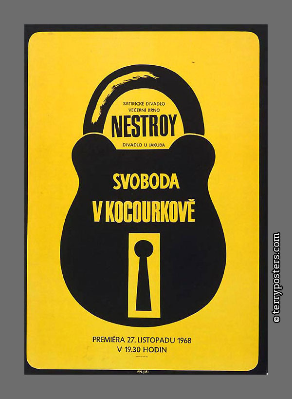 Svoboda v Kocourkově; divadelní plakát; 1968 